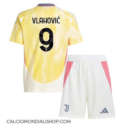 Maglie da calcio Juventus Dusan Vlahovic #9 Seconda Maglia Bambino 2024-25 Manica Corta (+ Pantaloni corti)